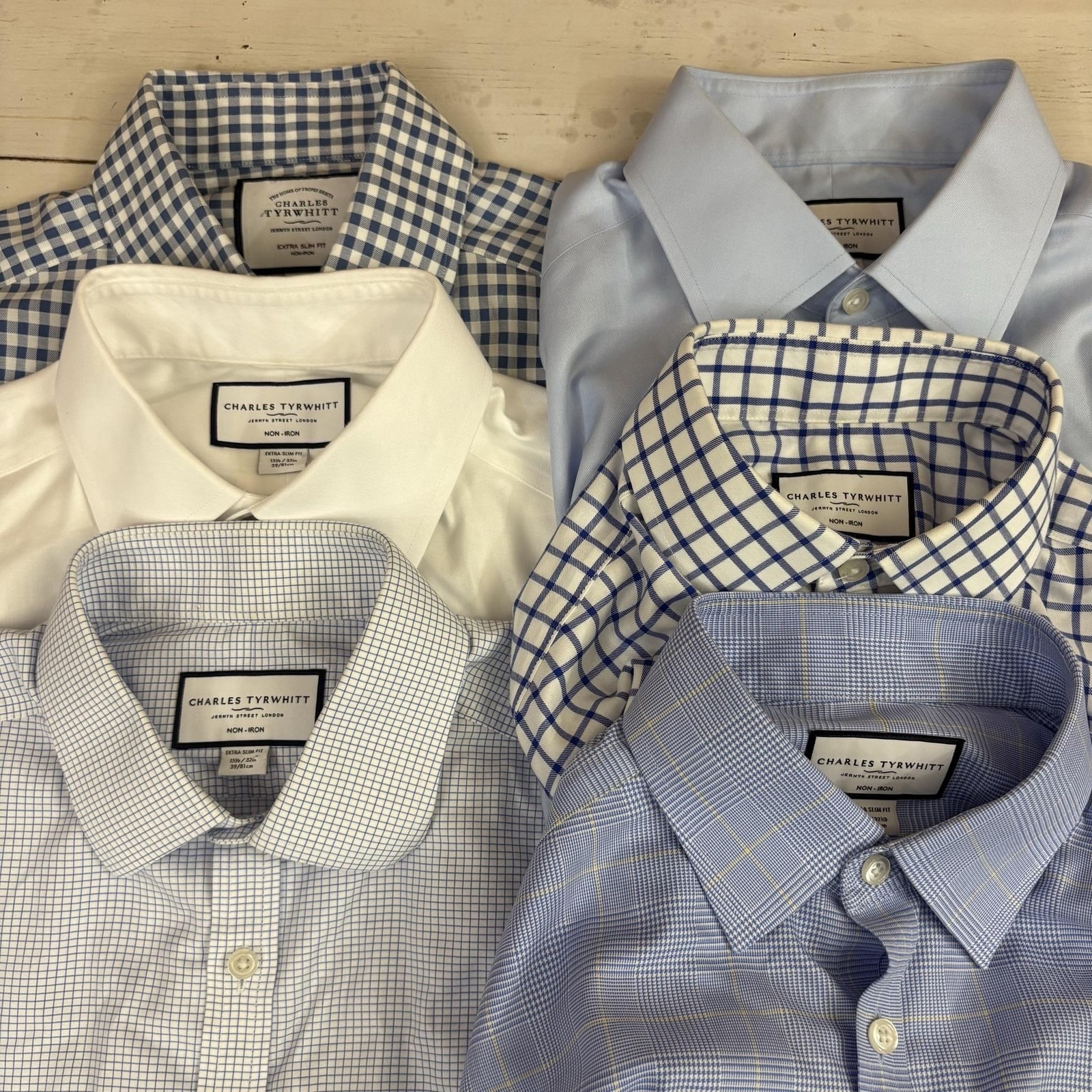 Charles Tyrwhitt Dress Shirt Extra Slim Fit Non Iron Lot Of 6 Mens 15.5 32/33